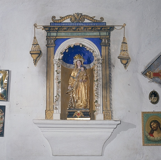 statue (statuette), ex-voto, socle, couronne de statue, parures d'image sacrée : Vierge à l'Enfant, peinture monumentale