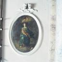 ensemble de 2 tableaux (en pendant) : Sainte Cécile, Le Christ descendu de croix