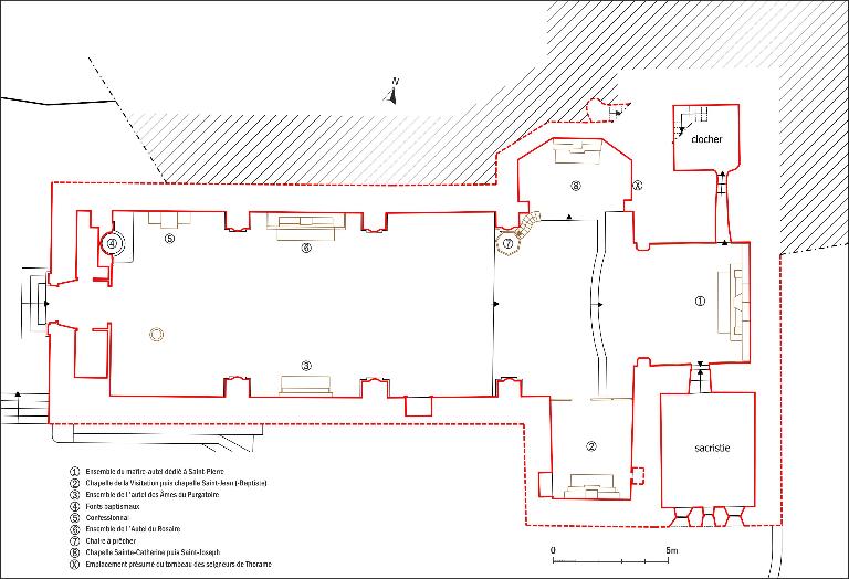 Localisation des titulatures liées aux autels et chapelles.