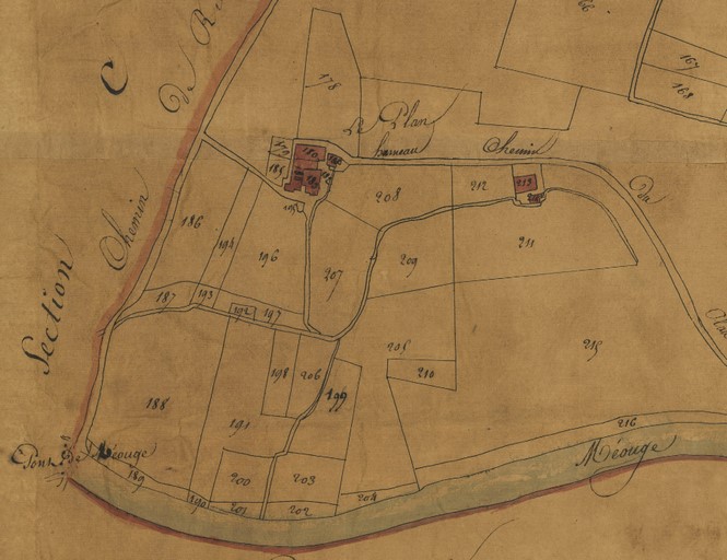 Plan cadastral de la commune de Châteauneuf-de-Chabre, 1824. L'îlot du Plan (section D).