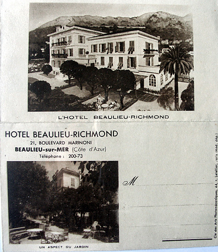 hôtel de voyageurs dit Hôtel Beaulieu, puis Hôtel Beaulieu-Richemond